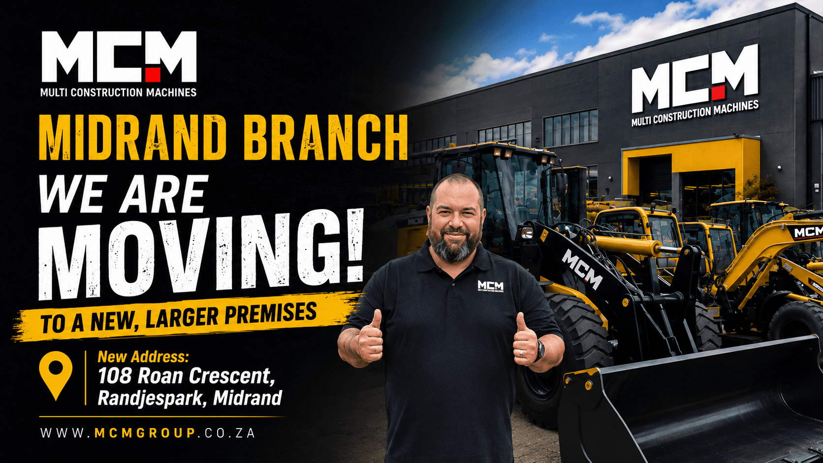 MCM Midrand branch is moving to a new, larger premises at 108 Roan Crescent, Randjespark, Midrand